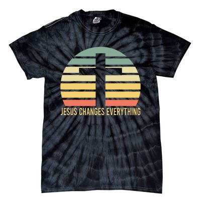 Vintage Retro Sunset Christian Jesus Changes Everything Tie-Dye T-Shirt