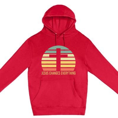 Vintage Retro Sunset Christian Jesus Changes Everything Premium Pullover Hoodie