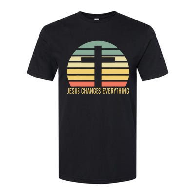 Vintage Retro Sunset Christian Jesus Changes Everything Softstyle CVC T-Shirt