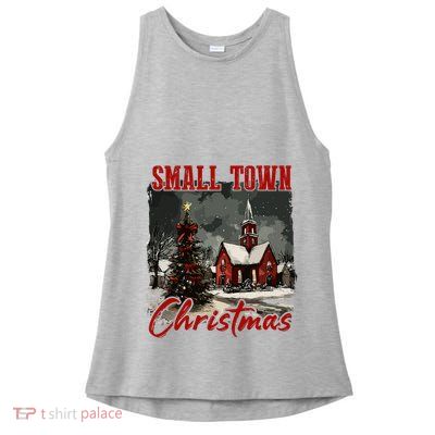 Vintage Retro Small Town Christmas Ladies PosiCharge Tri-Blend Wicking Tank