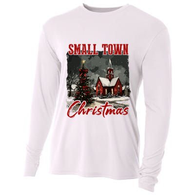 Vintage Retro Small Town Christmas Cooling Performance Long Sleeve Crew