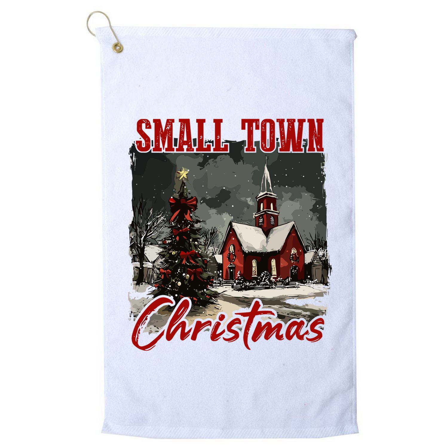 Vintage Retro Small Town Christmas Golf Towel