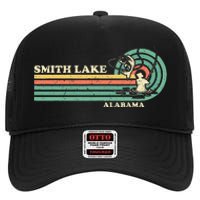 Vintage Retro Summer Fishing Alabama Smith Lake High Crown Mesh Back Trucker Hat