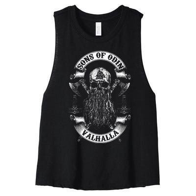 Vikings Rise Sons Of Odin Vikings Nordish Odin Thor Women's Racerback Cropped Tank