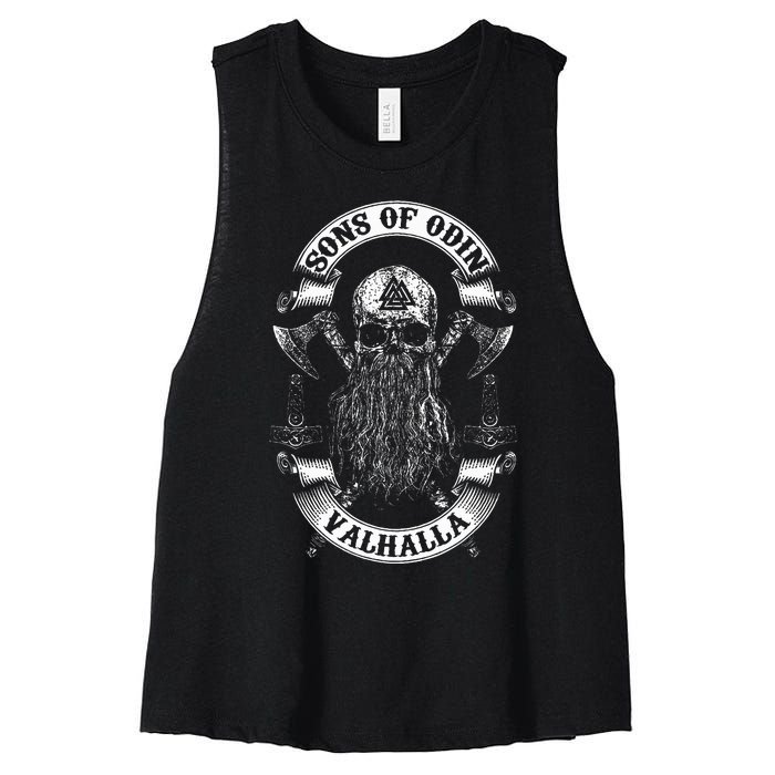 Vikings Rise Sons Of Odin Vikings Nordish Odin Thor Women's Racerback Cropped Tank