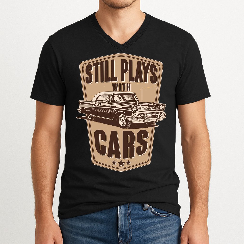 Vintage Retro Still Plays With Cars V-Neck T-Shirt
