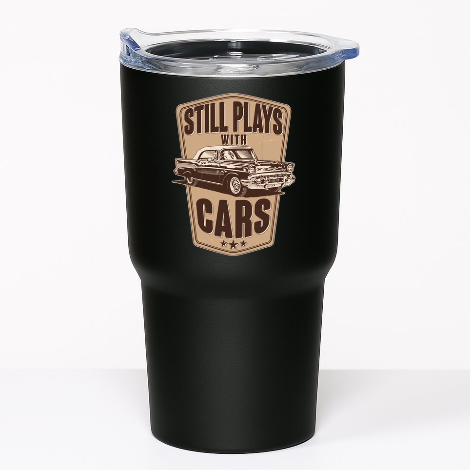 Vintage Retro Still Plays With Cars Tumbler