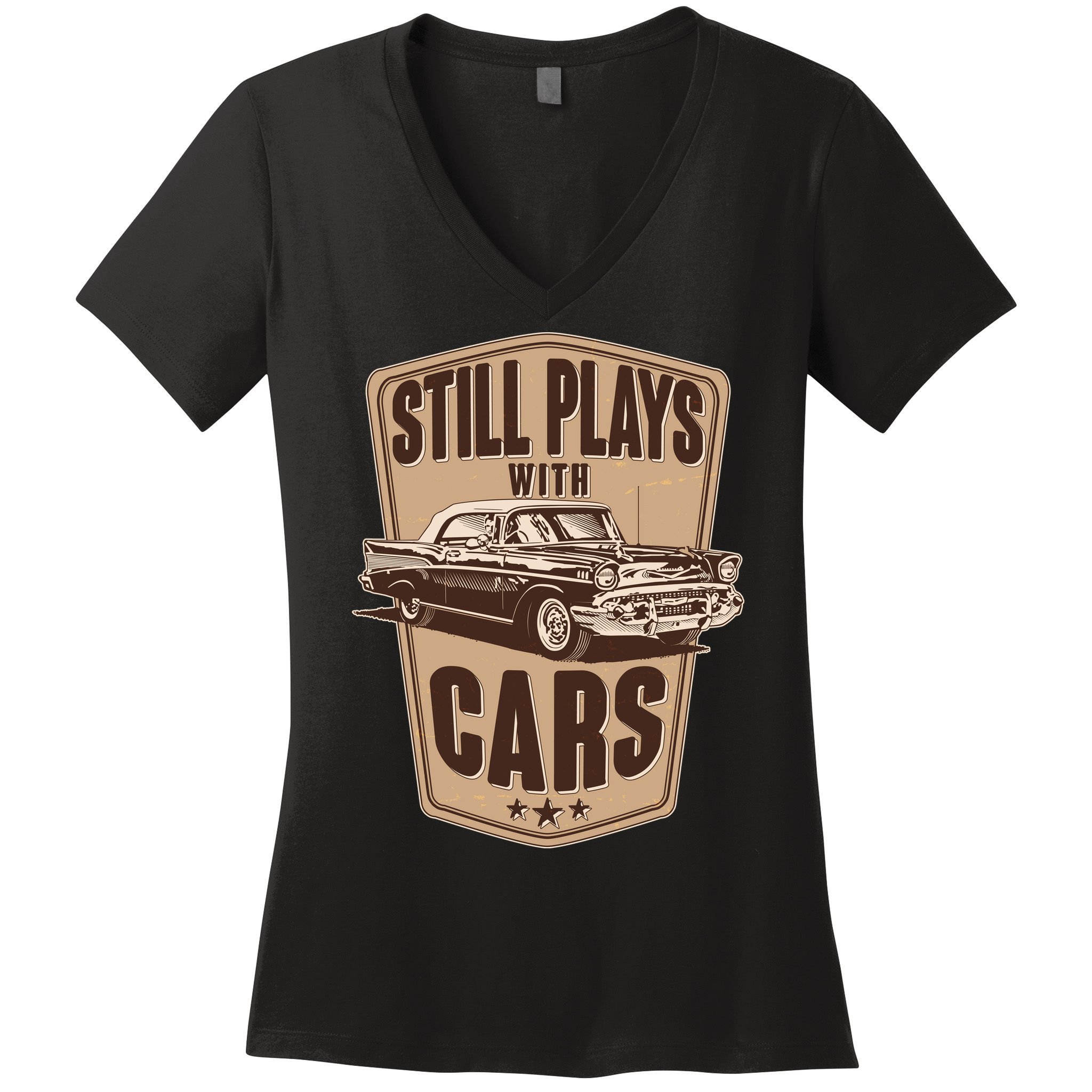 Vintage Retro Still Plays With Cars Women's V-Neck T-Shirt