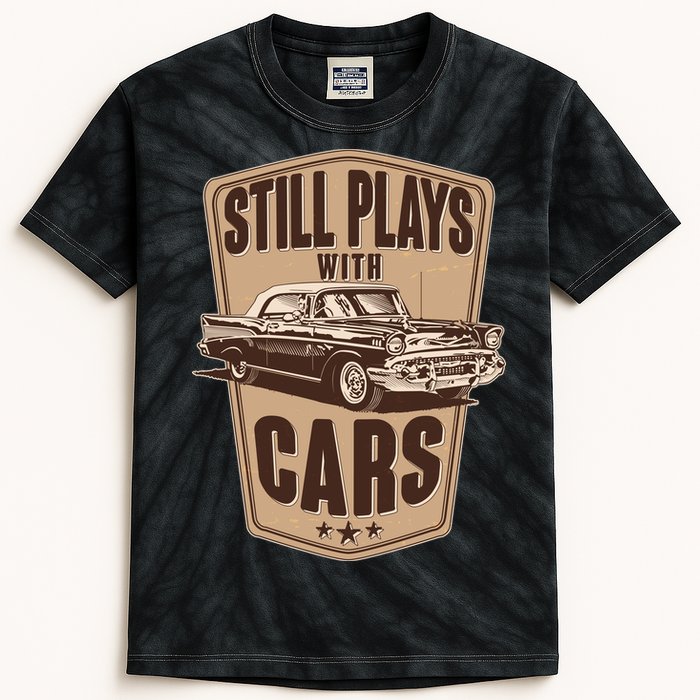 Vintage Retro Still Plays With Cars Kids Tie-Dye T-Shirt