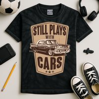 Vintage Retro Still Plays With Cars Kids Tie-Dye T-Shirt