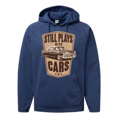 Vintage Retro Still Plays With Cars Performance Fleece Hoodie