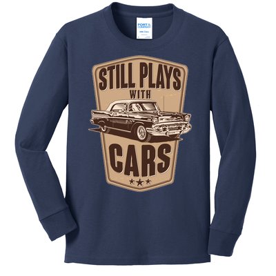 Vintage Retro Still Plays With Cars Kids Long Sleeve Shirt