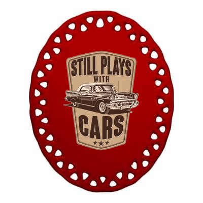 Vintage Retro Still Plays With Cars Ceramic Oval Ornament