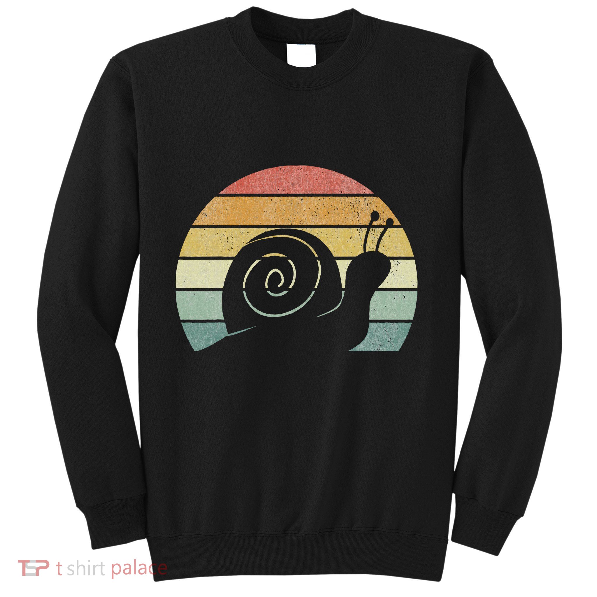 Vintage Retro Sunset Snail Design Cute Sluggish Funny Snail  Sweatshirt