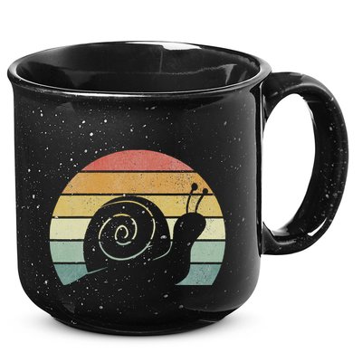 Vintage Retro Sunset Snail Design Cute Sluggish Funny Snail  15oz Campfire Ceramic Mug