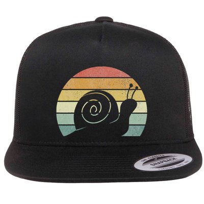 Vintage Retro Sunset Snail Design Cute Sluggish Funny Snail  Flatbill Hat
