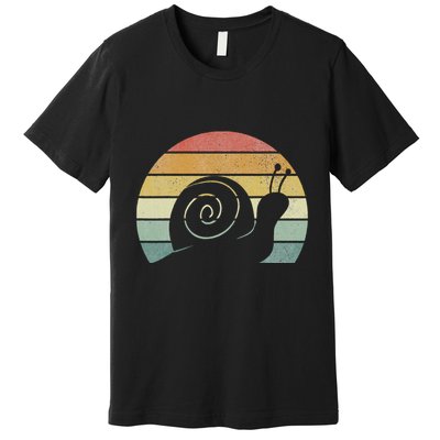 Vintage Retro Sunset Snail Design Cute Sluggish Funny Snail  Premium T-Shirt