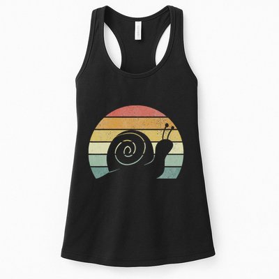 Vintage Retro Sunset Snail Design Cute Sluggish Funny Snail  Womens Tank Top