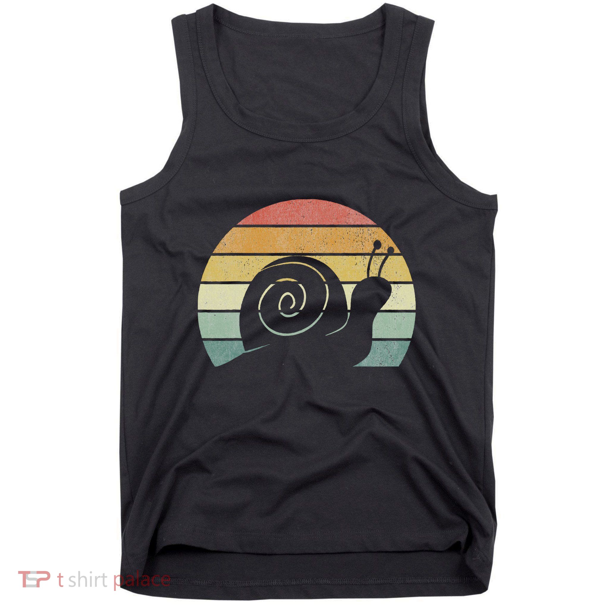 Vintage Retro Sunset Snail Design Cute Sluggish Funny Snail  Tank Top