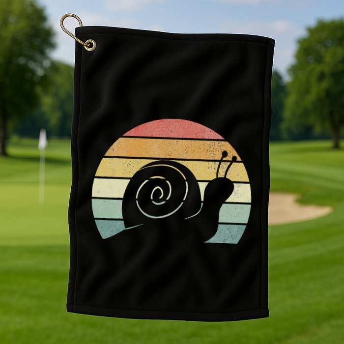 Vintage Retro Sunset Snail Design Cute Sluggish Funny Snail  Golf Towel
