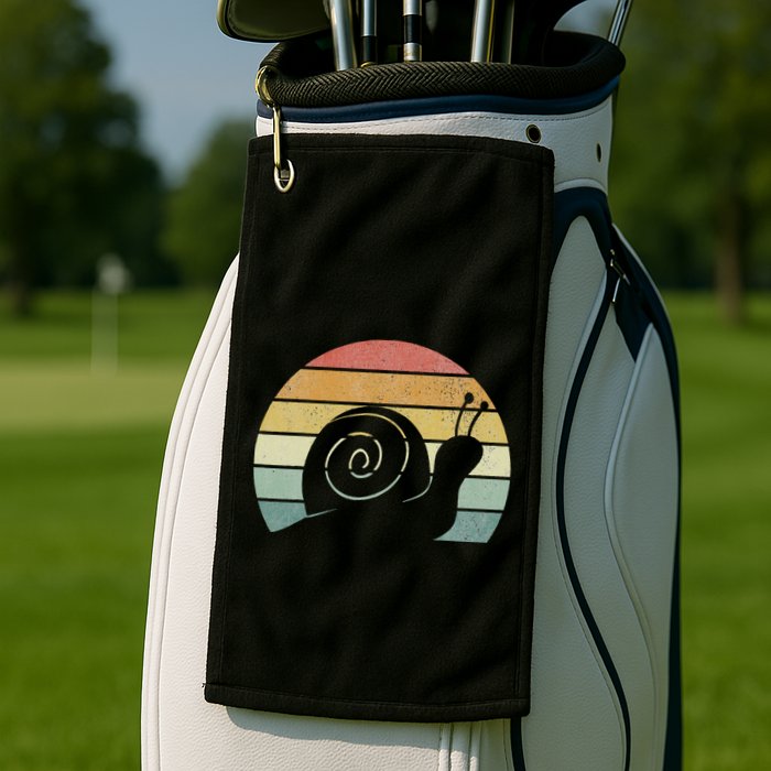 Vintage Retro Sunset Snail Design Cute Sluggish Funny Snail  Golf Towel