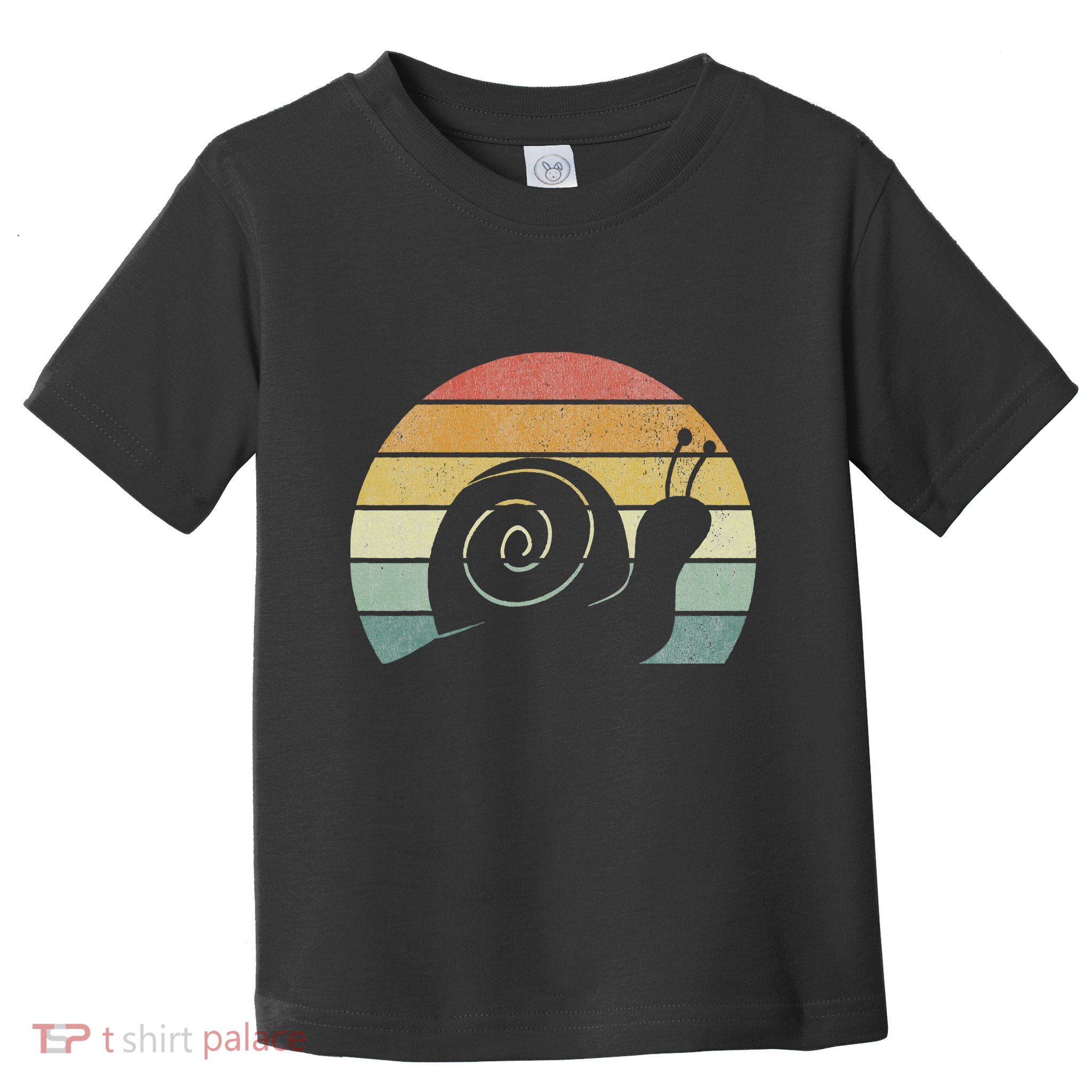 Vintage Retro Sunset Snail Design Cute Sluggish Funny Snail  Toddler T-Shirt