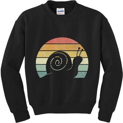 Vintage Retro Sunset Snail Design Cute Sluggish Funny Snail  Kids Sweatshirt