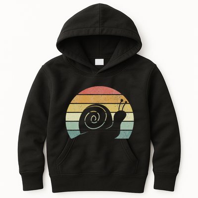 Vintage Retro Sunset Snail Design Cute Sluggish Funny Snail  Kids Hoodie