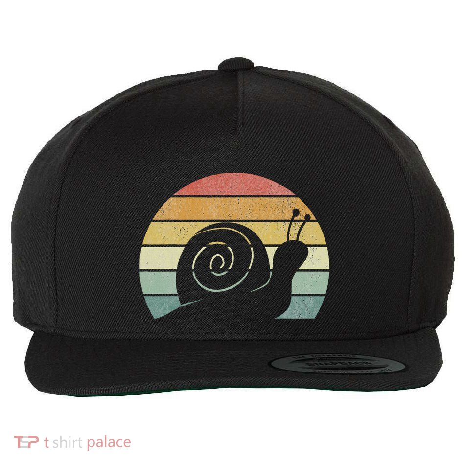 Vintage Retro Sunset Snail Design Cute Sluggish Funny Snail  Wool Snapback Cap