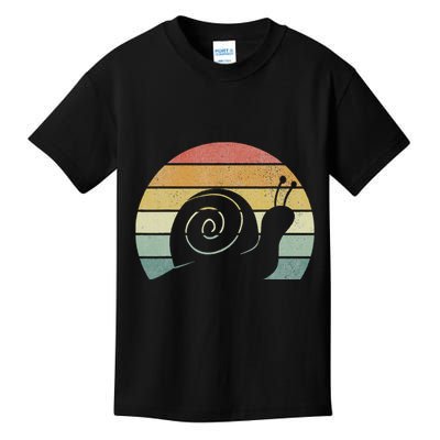 Vintage Retro Sunset Snail Design Cute Sluggish Funny Snail  Kids T-Shirt