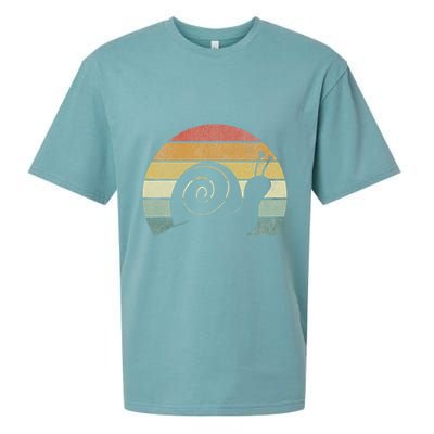Vintage Retro Sunset Snail Design Cute Sluggish Funny Snail  Sueded Cloud Jersey T-Shirt