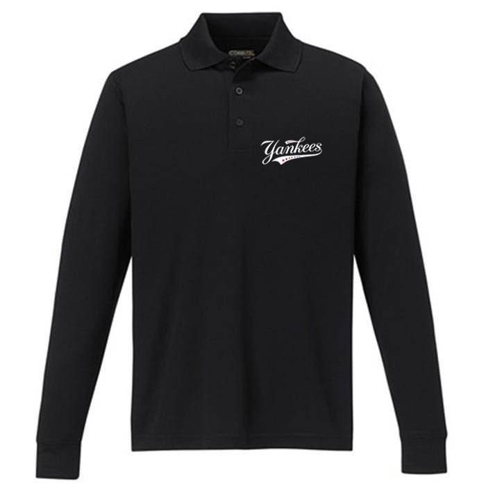 Vintage Retro Style Name Performance Long Sleeve Polo