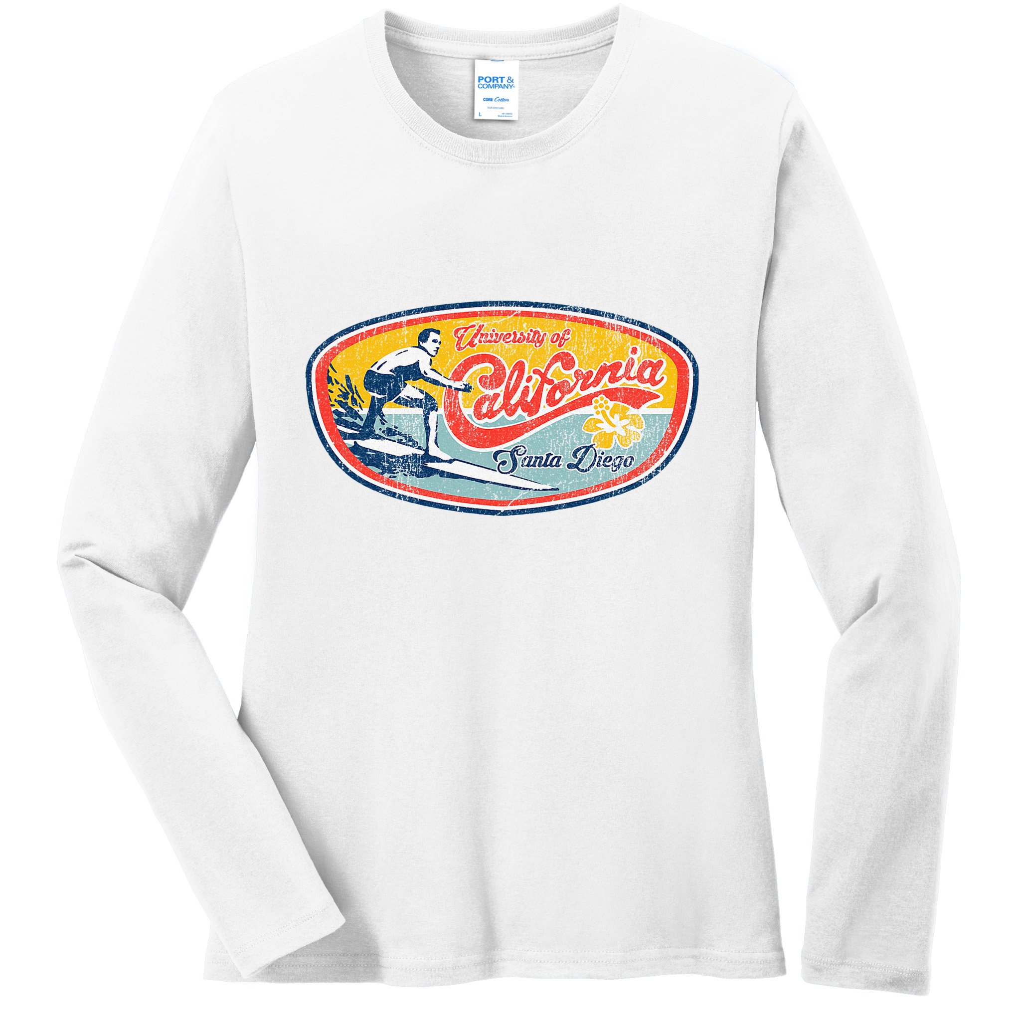 Vintage Retro Surf Style Ucsd Ladies Long Sleeve Shirt