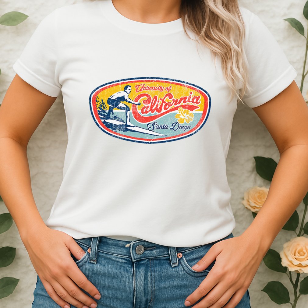Vintage Retro Surf Style Ucsd Womens T-Shirt
