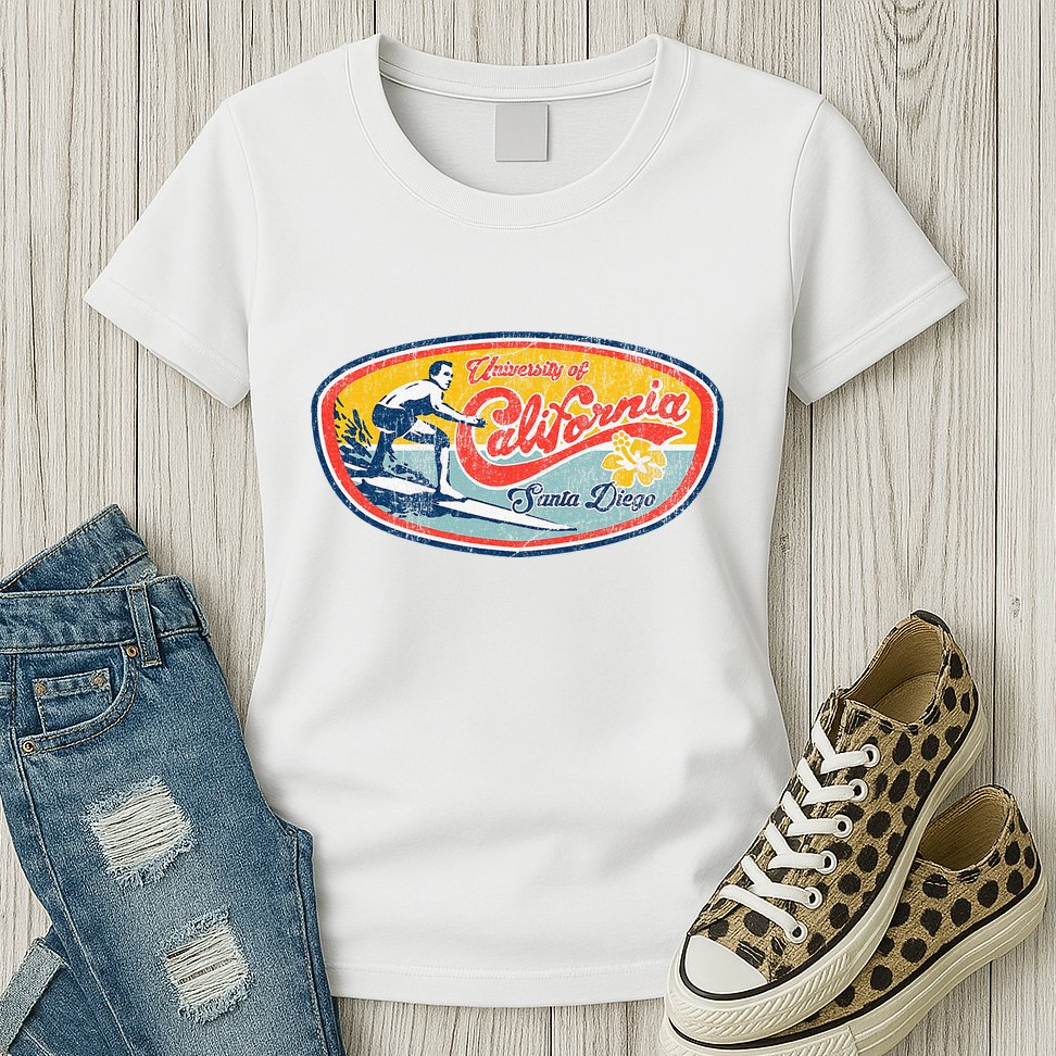 Vintage Retro Surf Style Ucsd Womens T-Shirt