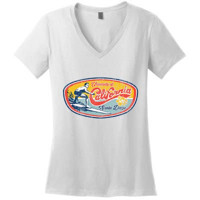 Vintage Retro Surf Style Ucsd Women's V-Neck T-Shirt