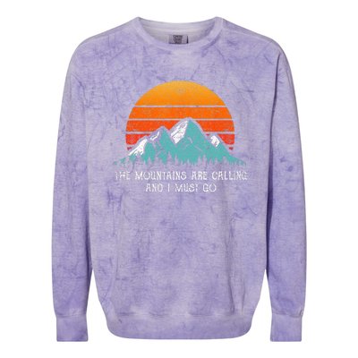 Vintage Retro Sun The Mountains Are Calling & I Must Go Colorblast Crewneck Sweatshirt