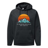 Vintage Retro Sun The Mountains Are Calling & I Must Go Performance Fleece Hoodie