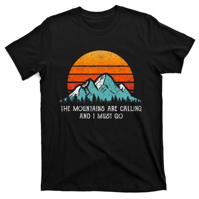 Vintage Retro Sun The Mountains Are Calling & I Must Go T-Shirt