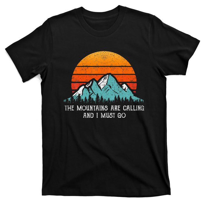 Vintage Retro Sun The Mountains Are Calling & I Must Go T-Shirt