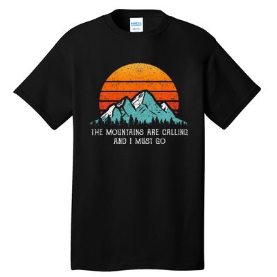 Vintage Retro Sun The Mountains Are Calling & I Must Go Tall T-Shirt