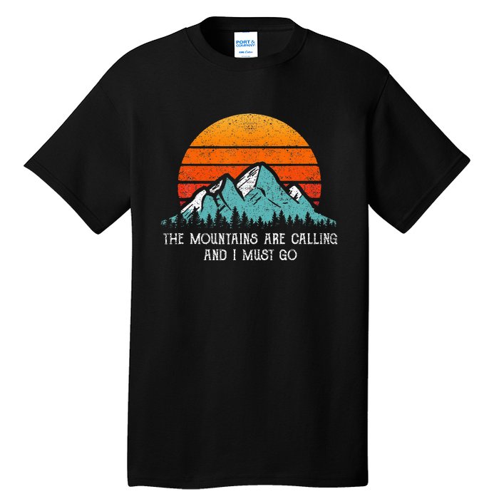 Vintage Retro Sun The Mountains Are Calling & I Must Go Tall T-Shirt