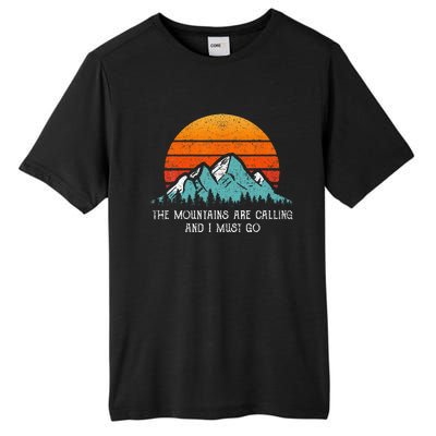 Vintage Retro Sun The Mountains Are Calling & I Must Go Tall Fusion ChromaSoft Performance T-Shirt