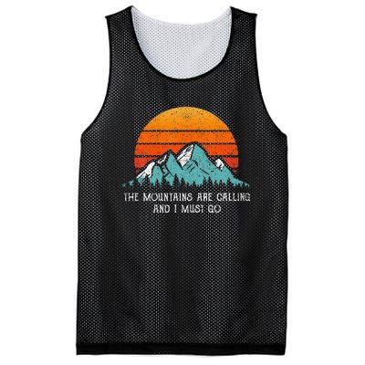 Vintage Retro Sun The Mountains Are Calling & I Must Go Mesh Reversible Basketball Jersey Tank