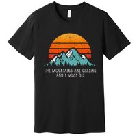 Vintage Retro Sun The Mountains Are Calling & I Must Go Premium T-Shirt