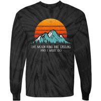 Vintage Retro Sun The Mountains Are Calling & I Must Go Tie-Dye Long Sleeve Shirt