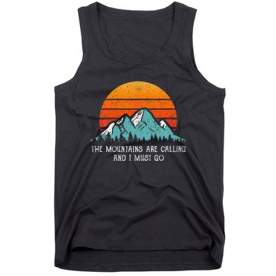 Vintage Retro Sun The Mountains Are Calling & I Must Go Tank Top