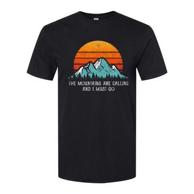 Vintage Retro Sun The Mountains Are Calling & I Must Go Softstyle® CVC T-Shirt