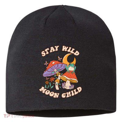 Vintage Retro Stay Wild Moon Child Frog Mushroom Hippie Sustainable Beanie