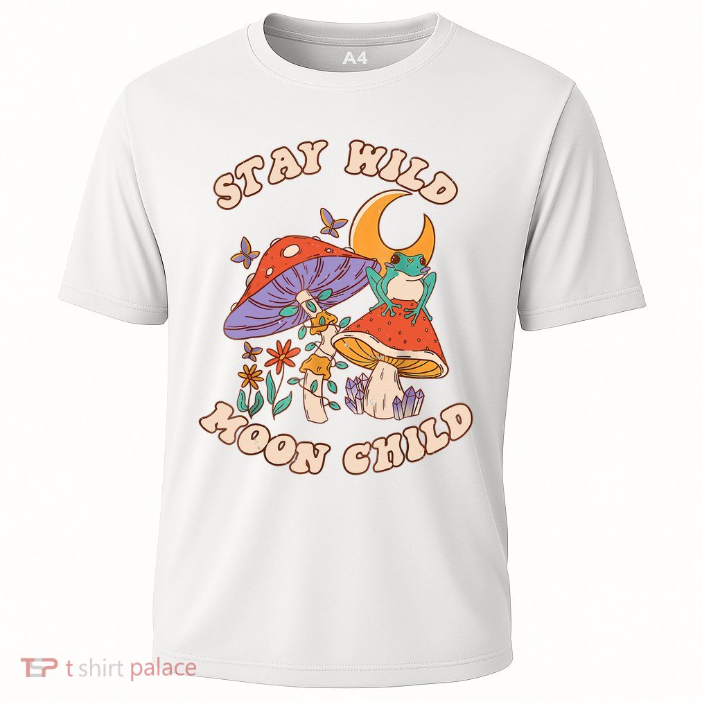 Vintage Retro Stay Wild Moon Child Frog Mushroom Hippie Performance Shirt